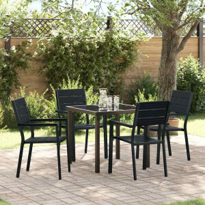 vidaXL Tuin eettafelset 5 pcs Zwart Gepoedercoat staal