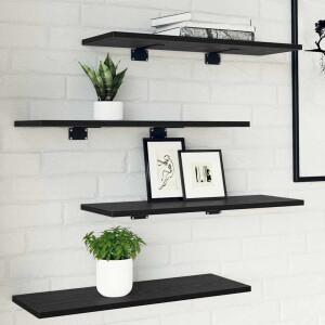 vidaXL Boekenplank Bord 4 pcs Zwart 60 x 20 x 1,5 cm Bewerkt hout