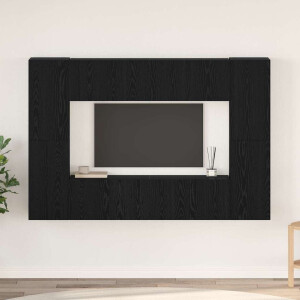 vidaXL Tv-meubelset 8 pcs Zwart eiken 181 x 30 x 120 cm Bewerkt hout
