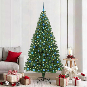 vidaXL Kunstkerstboom Groen 210 cm PVC en Staal en Kunststof