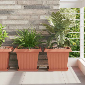 vidaXL Plantenpotten 6 pcs Baksteenrood 33 x 33 x 26 cm Kunststof