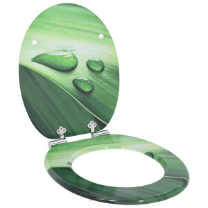 vidaXL Zachte sluit toiletbril Groene Druppel 44 x 38 cm MDF-plaat
