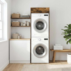 vidaXL Wasmachinekast Gerookt eiken 67,5 x 68 x 200 cm Bewerkt hout