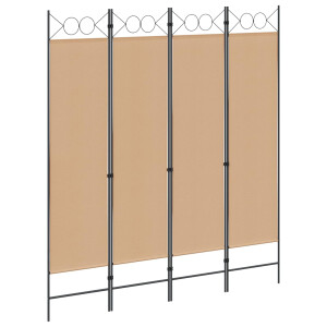 vidaXL 4-panelen roomdivider Beige 160 x 180 cm Stof