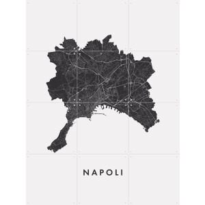 IXXI Napoli City Map, Kunst in Kaart - 60 x 80 cm - Gratis ophangtool - Grote wanddecoratie en posters - Grafisch Ontwerp, Technische Tekening