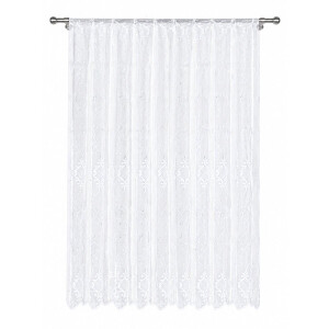 Vitrage Gordijn 250x500 cm - Kant en Klaar - Transparant Wit - Luxe Kant Design - Lichtdoorlatend Raamgordijn - Woonkamer Slaapkamer - 100% Polyester - Raamdecoratie - Glasgordijn - Moderne Gordijnen - Privacy en Sfeer - Gordijn met Patroon