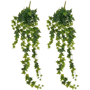 Mica Decorations Hedera klimop kunstplant - 2x - groen - hangplant - L25 x B25 x H134 cm - Kunstplanten/nepplanten