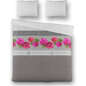 Dekbedovertrek Bogense -  2-persoons (200 x 220 cm) - Katoen - Grijs |  Meerkleurig | Multi | Multicolor |  Roze - Byrklund