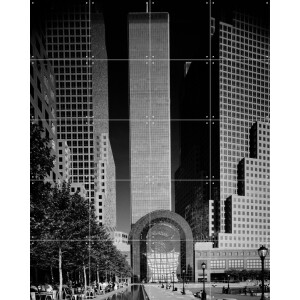 IXXI Twin Towers, Teun Voeten - 80 x 100 cm - Gratis ophangtool - Grote wanddecoratie en posters - Fotografie, Gang, Mancave, Woonkamer, Skyline