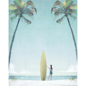 IXXI The Surfer 3, Henry Rivers - 80 x 100 cm - Gratis ophangtool - Grote wanddecoratie en posters - Aquarel, Illustraties, Minimalistisch, Mancave