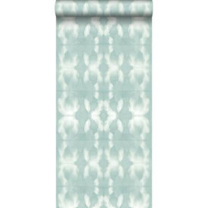 ESTAhome behang tie-dye shibori motief vergrijsd mintgroen - 53 cm x 1