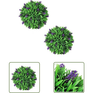 vidaXL Buxbussculpturen - Kunstbuxusbomen - 2-delige Kunstbuxussenset bolvormig met lavendel 30 cm - Tuindecoratie - Kamerplanten - Kunstplanten Online