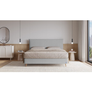BRUNO Surpreme boxspring 180x200cm in lichtgrijs | Keuze uit: 6 kleuren & 4 hoofdborden | Luxe 27 cm Pulse-Latex-matras | Made in Germany