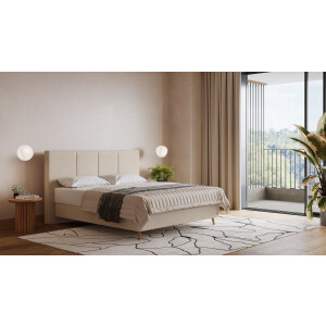 BRUNO Surpreme boxspring 200x200cm in beige | Keuze uit: 6 kleuren & 4 hoofdborden | Luxe 27 cm Pulse-Latex-matras | Made in Germany