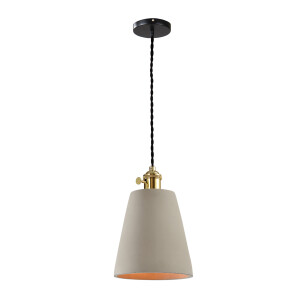 QUVIO Hanglamp landelijk - Kegel van beton rond - Diameter 15 cm