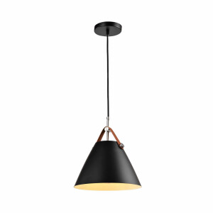 QUVIO Hanglamp modern - Kegel met leren riempje - Diameter 27 cm