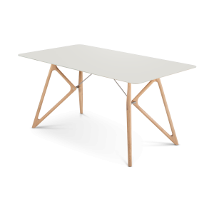 Tink table houten eettafel whitewash - met linoleum tafelblad mushroom - 160 x 90 cm