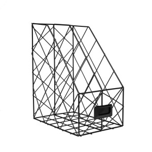 QUVIO Tijdschriftenrek met 2 vakken - 24 x 16 x 30 cm - Draadstaal