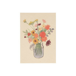 Kaart, bloemen in weckpot