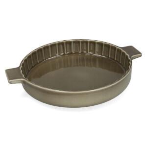 Quicheschaal, reactief glazuur, steengoed, olijfgroen, Ø25 cm