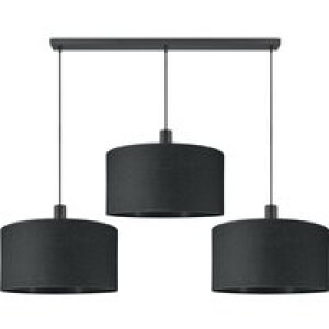 Moderne Hanglamp - Xxl Beam 3L met 3 x 50cm zwarte stoffen kappen - Rond  - Ø98 x 157.5 cm - E27 fitting - Voor slaapkamer en woonkamer - Inclusief 1 meter snoer