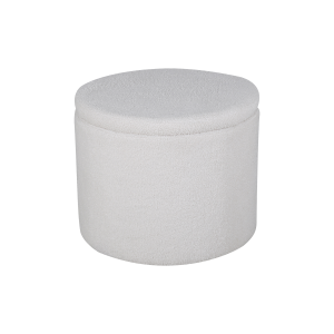 Amelia poef teddystof wit - met opbergruimte - Ø 51 cm