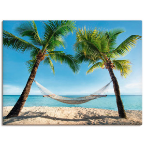 Artland Artprint Palmenstrand Caribic met hangmat als artprint op linnen, poster, muursticker in verschillende maten