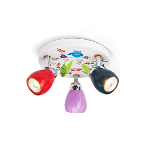 Brilliant Leuchten LED plafondspot Birds Spotjesplaat multicolour, 3 x GU10 max. 3W, 11 cm hoogte, draaibaar, metaal (1 stuk)