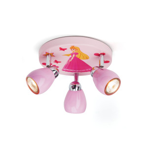 Brilliant Leuchten LED plafondspot Princess Spotjesplaat roze, 3 x GU10 max. 3W, 11 cm hoogte, draaibaar, metaal