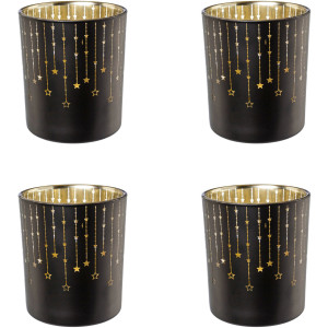 Creativ deco Waxinelichthouder Kerst versiering met gouden binnenkant (4 stuks)