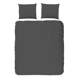 Dekbedovertrek Percale Katoen Donkere Kleuren Effen 140x200 Cm Antraciet Anti Allergie & Anti Huisstofmijt Good Morning - Dekbed-Discounter.nl