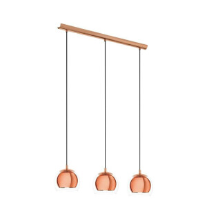 EGLO Hanglamp ROCAMAR Hanglamp, metaal in koper en glas in helder, eettafel lamp, E27 (1 stuk)