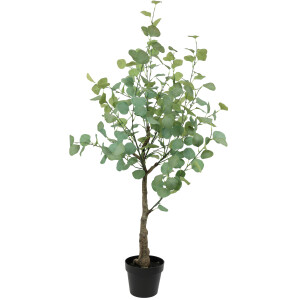 I.GE.A. Kunstplant Kunstboom eucalyptus in pot plant decoratie struik Kunstbloem, kunst, groene planten, zilverkleur dollar bladeren (1 stuk)