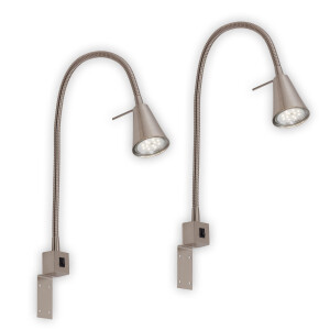 Briloner Leuchten Led-wandlamp 2-pack LED bedlamp slaapkamer woonkamer mat-nikkel