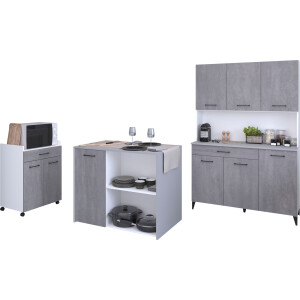 Parisot Multifunctionele kastenset Parisot, Malice 6 - buffet, bijkast op wielen, eiland Bijzetkast op wielen, eiland met zitgelegenheid, beton-look (3 stuks)