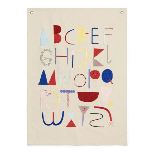 ferm LIVING Alphabet Fabric print van biologisch katoen 50 x 70 cm