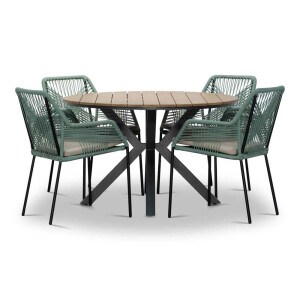 Cervo/Seville mint dining tuinset | 4 personen | polywood + touw | 120cm