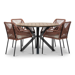 Cervo/Seville terra dining tuinset | 4 personen | polywood + touw | 120cm