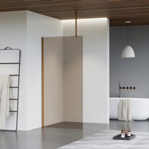 Fortifura Galeria inloopdouche - 180x200cm - rookglas - plafondarm - Geborsteld koper PVD (Koper) SW797943/SW876702/SW876705