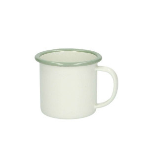 Beker met oor, emaille, groengrijs/wit,Ø 7 cm