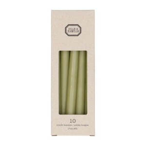 Kaarsjes smal, olijfgroen, 17 cm, 10 stuks