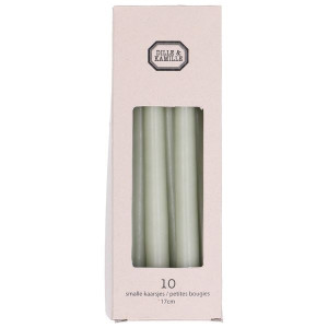 Kaarsjes smal, celadongroen, 17 cm, 10 stuks