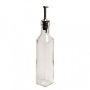 Olie- of azijnflesje, glas, vierkant 250 ml