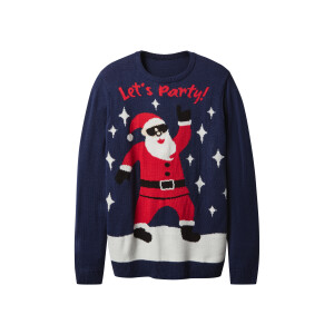 esmara Men Heren kersttrui met lampjes (Marineblauw, M)