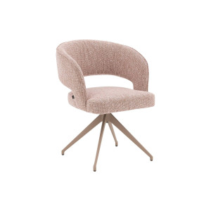 Goossens Excellent Eetkamerstoel Ostuni roze stof graden draaibaar met armleuning,