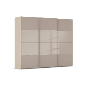 Goossens Kledingkast Finca Combi Glans-mat Glas, Slaapkamerkast 300 cm breed, 223 cm hoog, 3x 4 paneel (glas met glas mat combinatie) schuifdeuren