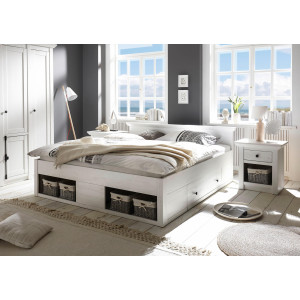 Home affaire Bed California tweepersoonsbed in landelijke stijl, opbergbed met lades Bedframe in 3 breedtes beschikbaar, ligoppervlak 90/140/180 x 200 cm