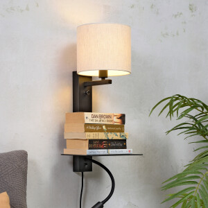 its about RoMi Wandlamp 'Florence' Met stoffen kap en leeslamp, kleur Beige