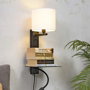 its about RoMi Wandlamp 'Florence' Met stoffen kap en leeslamp, kleur Wit