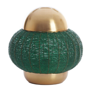 Light & Living Tafellamp 'Cetara' Kralen, 33cm, kleur Donkergroen/Brons